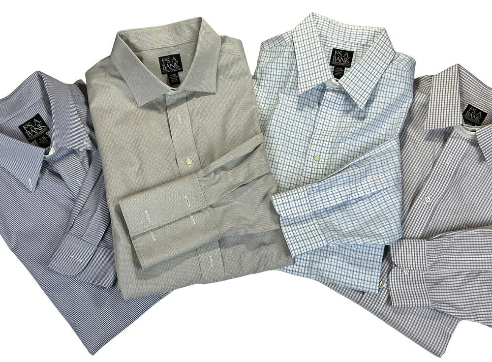 4 pc Jos A Bank Men's Dress Shirt Lot 17 35 Executive Business Closet